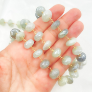 Coated Prehnite Gold Plated Wire Chain.